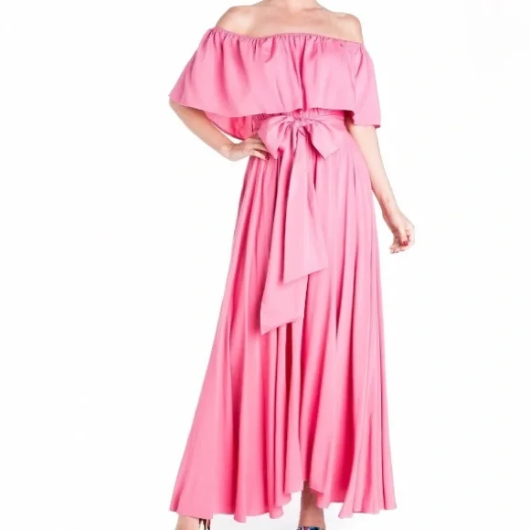 chinese dress ladies Ser.O.Ya Women's Carmel Metallic Knit Maxi Dress - Bubblegum Pink main image 0